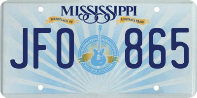 MS license plate JFO865