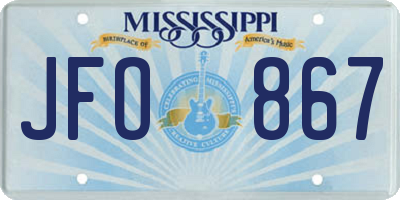 MS license plate JFO867