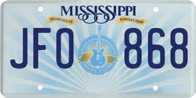 MS license plate JFO868