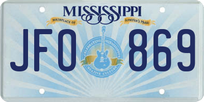 MS license plate JFO869