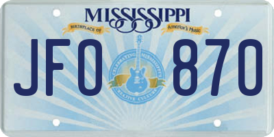 MS license plate JFO870
