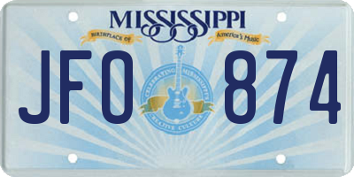 MS license plate JFO874