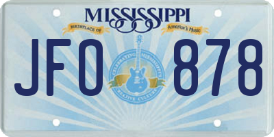 MS license plate JFO878