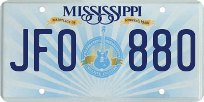 MS license plate JFO880