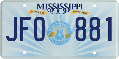 MS license plate JFO881