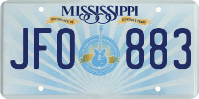 MS license plate JFO883