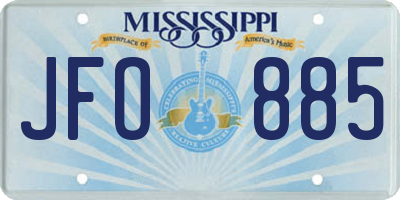 MS license plate JFO885