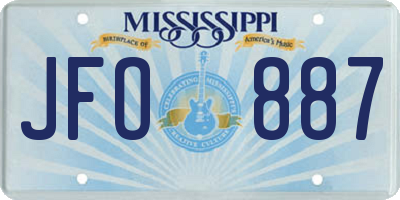 MS license plate JFO887