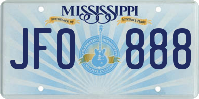 MS license plate JFO888