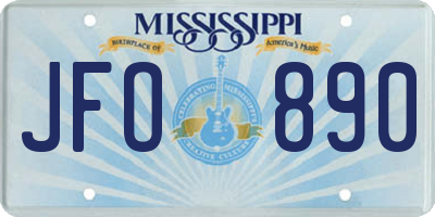 MS license plate JFO890