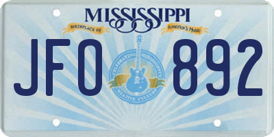MS license plate JFO892
