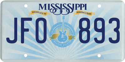 MS license plate JFO893