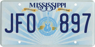 MS license plate JFO897