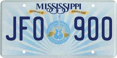 MS license plate JFO900