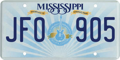 MS license plate JFO905