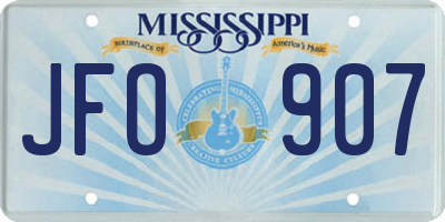MS license plate JFO907