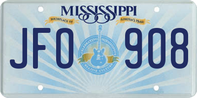 MS license plate JFO908