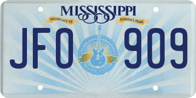 MS license plate JFO909