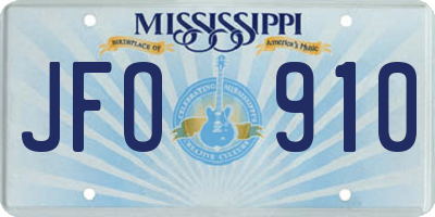 MS license plate JFO910