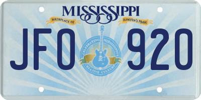 MS license plate JFO920