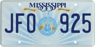 MS license plate JFO925
