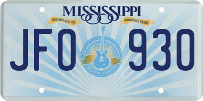 MS license plate JFO930