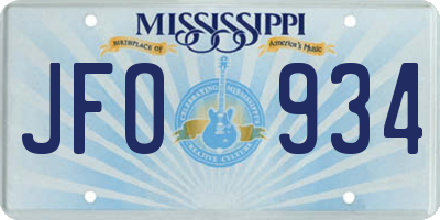MS license plate JFO934