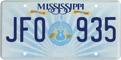 MS license plate JFO935