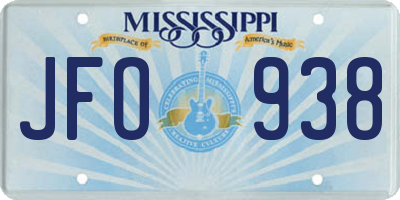 MS license plate JFO938