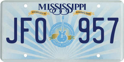 MS license plate JFO957