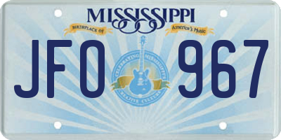 MS license plate JFO967