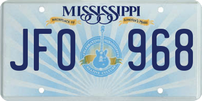 MS license plate JFO968