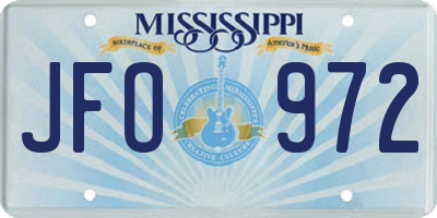 MS license plate JFO972