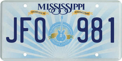 MS license plate JFO981