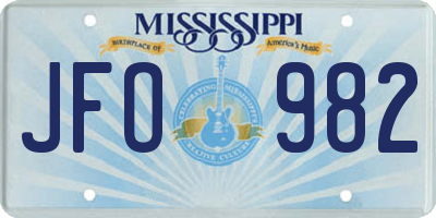 MS license plate JFO982