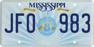 MS license plate JFO983