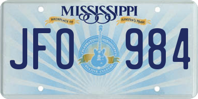MS license plate JFO984