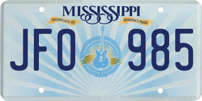 MS license plate JFO985