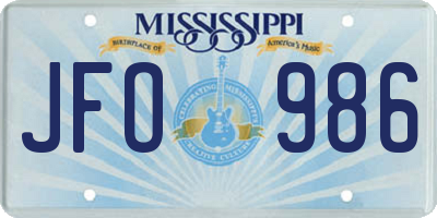 MS license plate JFO986