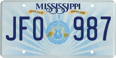MS license plate JFO987