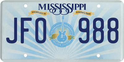 MS license plate JFO988