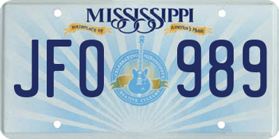 MS license plate JFO989