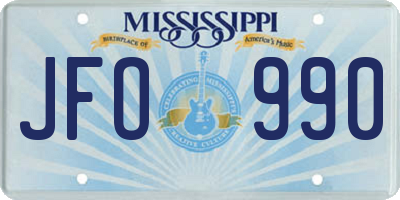 MS license plate JFO990