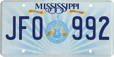 MS license plate JFO992