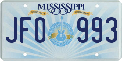MS license plate JFO993