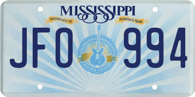 MS license plate JFO994
