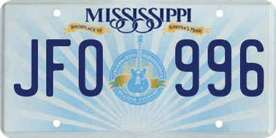 MS license plate JFO996