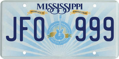 MS license plate JFO999