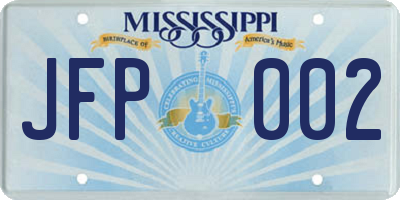 MS license plate JFP002