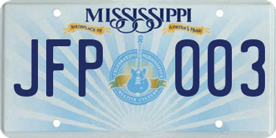 MS license plate JFP003
